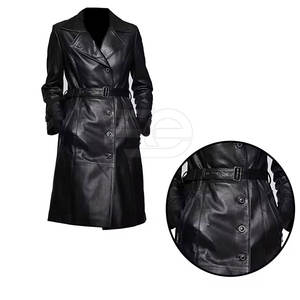 เสื้อโค้ทหนังแกะผู้หญิงทรงยาว แฟชั่นเสื้อแจ็คเก็ตฤดูหนาวแบบเต็มตัวพร้อมเข็มขัด แฟชั่นฤดูหนาว - Product Image 3