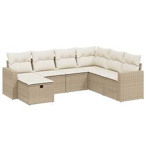 7-Piece Beige Poly Rattan and Powder-Coated Steel Garden <b>Sofa</b> <b>Set</b> - Product Image 2