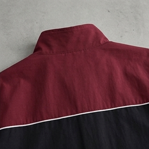 Traje casual de camisa y pantalón de manga corta con cuello alto y cremallera para hombre, estilo urbano, transpirable, 100% poliéster, 380g, para primavera - Product Image 3