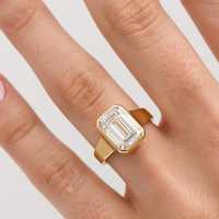 3 Karat Smaragdschliff Labor-Diamant Verlobungsring 14k 18k Massivgold Fassung Solitär Ehering Jubiläumsring F VS CVD