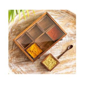Wooden Spice <b>Box</b> Storage Organizer for Kitchen Counter Culinary Essentials Masala <b>Herbs</b> Seasonings and Pantry Display - Product Image 5