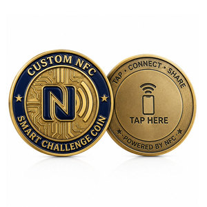Pièce de monnaie NFC personnalisée en alliage de zinc émaillé avec puce intelligente, cadeau d'entreprise, vente en gros - Product Image 4