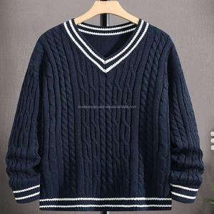 Pull en cachemire respirant pour homme, style tendance années 80-90, col en V, couleur unie, décontracté, hiver-automne 2026-2027 - Product Image 4