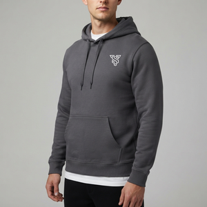 Sudadera con Capucha para Hombre, Color Gris Oscuro, Felpa de Algodón, Corte Regular, Logotipo Bordado, Bolsillo Delantero, Transpirable, para Invierno - Product Image 6