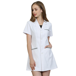 Bata de Laboratorio Blanca para Mujer, Tela de Algodón y Poliéster, Uniformes de Hospital, Manga Larga con Bolsillos, Color Personalizado - Product Image 5