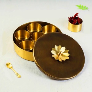 Hand-Etched Stainless Steel Masala Dabba Traditional 7-Container <b>Spice</b> <b>Box</b> With Engraved Floral Lid And Spoon Eco-Friendly - Product Image 4
