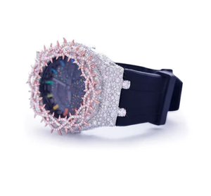 Reloj con Caja Icedout, Esfera con Números Romanos, Visualización de Fecha, Correa de Cristal, Cierre de Acero Inoxidable, Bisel Negro, Resistencia al Agua de 10 Bares - Product Image 2