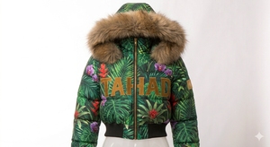 Fashion Women's Duck Down Short Puffer Jackets Waisted Natural Raccoon <b>Fur</b> Hooded <b>Coats</b> Slim Fit Streetwear Trendy Winter Parka - Product Image 4