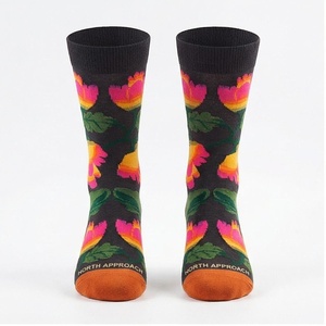 North Approach Crew <b>Socks</b> Floral Pattern Breathable Spandex <b>Polyester</b> Adult Summer Casual <b>Socks</b> - Product Image 1