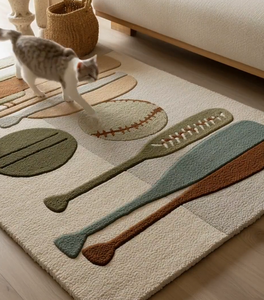 Tapis en laine tufté à la main, motif moderne, de haute qualité, écologique, pour salon, chambre d'enfants, hôtels, bureau. - Product Image 2