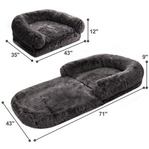 Letti Ortopedici per Cani di Taglia Grande 180x110x23 cm, Pieghevoli, in Peluche, Lavabili, Dimensioni Adatte agli Umani per il Massimo Comfort, Letti per Animali Domestici - Product Image 5