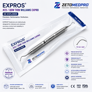 เอ็กซ์โปรส์ # 23/QOW Thin Williams Explorer เครื่องมือสำรวจทางทันตกรรมแบบสองหัว # 6 # 7 # 8 # 31 สแตนเลสสตีล เซโทเมด โปร - Product Image 2