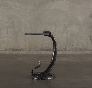 Snake Glass <b>Top</b> <b>Mirror</b> Console <b>Table</b> Metal Frame Bone Inlay Console <b>Table</b> Unique Metal Design Console <b>Table</b> - Product Image 4