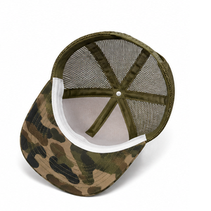 Custom 6-Panel Mid-Profile Structured Mesh Trucker Camouflage <b>Cap</b> with TPU Logo Slightly Curved Brim Snapback Closure - Product Image 5
