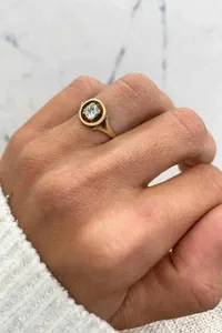 Moissanite Bezel Set <b>Solitaire</b> <b>Ring</b> 925 Sterling <b>Silver</b> Gold Plated Minimalist Women Jewelry - Product Image 3