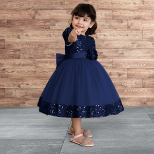 Vestido de Niña de Lujo con Lentejuelas Azules, Vestido de Princesa con Bordado de Terciopelo para Fiesta de Bodas, Ropa Formal para Niños, Fabricante - Product Image 6