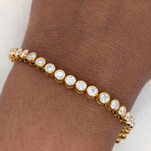 4.50 Ct Cut Lab Grown Diamond Tennis Bracelet IGI Certified Women's Wedding & Party Bracelet Solid 10K/14K Bezel <b>Set</b> Yellow <b>Gold</b> - Product Image 1