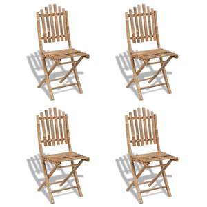 Ensemble de meubles de jardin pliables en bambou naturel massif de taille moyenne pour salle à manger - Product Image 4