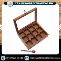 Caja de especias rectangular de madera premium con tapa para almacenamiento en la cocina, hierbas, condimentos y frutas secas