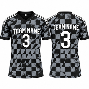 Custom Sublimated Soccer Jersey Mens Vintage Checkered <b>Football</b> <b>Shirt</b> V Neck Quick Dry Breathable Team Uniform - Product Image 6