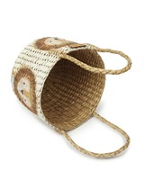 Panier en jonc de mer peint avec un visage de tigre, panier de rangement fait main, vente en gros, écologique, fabriqué au Vietnam