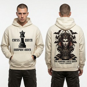 Sweat à capuche blanc épais personnalisé pour homme, style streetwear, effet vieilli, pull-over avec imprimé graphique chauve-souris origami, en molleton, fabricant - Product Image 4