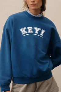 Sudadera de Cuello Redondo para Mujer Keyi, 100% Algodón, Manga Larga, Estampado de Letras, Ropa de Otoño - Product Image 4