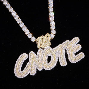 <b>Custom</b> <b>Name</b> Moissanite Pendant Hip Hop Crown Charm <b>Necklace</b> Gold Plated 925 Sterling Silver Party Jewelry - Product Image 1
