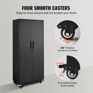 75-Inch Locking <b>Metal</b> Storage Cabinet 4 Adjustable <b>Shelves</b> 2 Magnetic Doors 200 Lbs Capacity Per <b>Shelf</b> Garage <b>Shelves</b> Wheels - Product Image 5