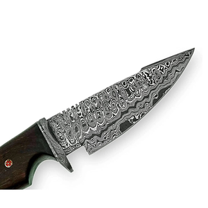 Cuchillo de caza de hoja fija de acero de Damasco con mango de palisandro, espiga completa, para uso exterior, punta de gota, filo recto, ODM OEM al por mayor - Product Image 4