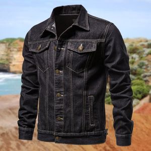 Washed Denim <b>Jacket</b> <b>Men's</b> Casual Button Front Turn-down Collar Slim Fit Autumn Streetwear <b>Long</b> Sleeve Coat - Product Image 4