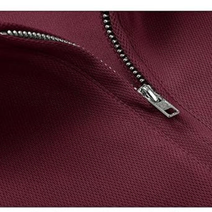 Polo de manga corta para hombre, color borgoña/rojo granate, con cuello con cremallera de un cuarto, dobladillo con abertura, transpirable, para uso casual, de negocios o de golf - Product Image 3