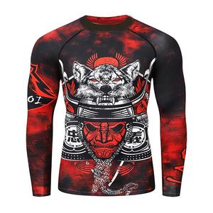 Vente en gros d'usine Rash Guard pour hommes Logo personnalisé Chemise de compression à manches longues Vêtements de sport pour MMA BJJ Anti-UV Respirant - Product Image 1