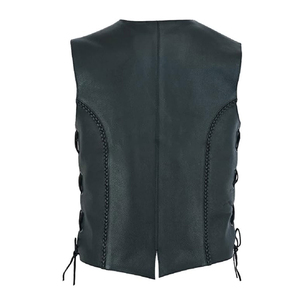 Gilet en cuir confortable pour femme, en cuir véritable souple, sans manches, style décontracté vintage motard - Product Image 3
