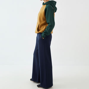 <b>Modest</b> Women Color Block Tracksuit <b>Set</b> 500GSM Cotton Fleece Hoodie Wide Leg Pants Winter Streetwear Wholesale - Product Image 6
