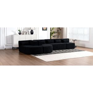 Divano Componibile Imbottito da 144 Pollici con Due Chaise Longue e Cinque Cuscini per Soggiorno (Vecchio SKU N719S00160) - Product Image 6