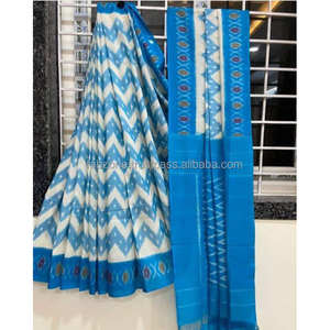 ผ้าลินินพิมพ์ลายดิจิตัลชุดส่าหรีสีเหลืองและสีแดงชุดปาร์ตี้ - Product Image 3