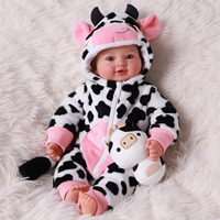 Poupée Bébé Reborn Fille Babeside Lyle 17 Pouces, Corps en Vinyle et Tissu, Réaliste, Tenue Vache Rose, Jouet Doux, Cadeau OEM