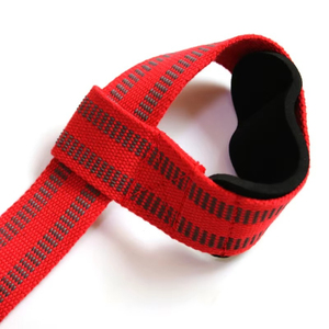 Sangles de levage réglables en néoprène rouge, conception en huit, fermeture élastique, antidérapantes, équipement de musculation unisexe - Product Image 4