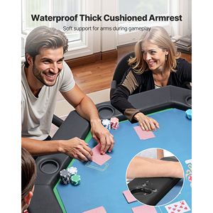 Table de poker pliable pour 8 joueurs, 48 pouces, octogonale, portable, pour jeux de loisirs, casino, avec rails rembourrés et porte-gobelets - Product Image 4