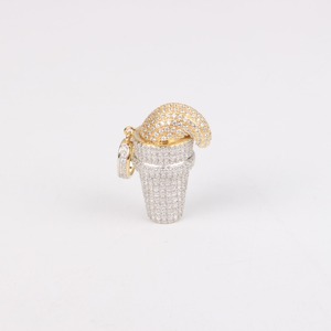 Pendentif unisexe en argent sterling 925, style hip-hop, micro-pavé, diamants simulés VVS, entièrement serti de moissanite, bijoux personnalisés en forme de crème glacée - Product Image 4