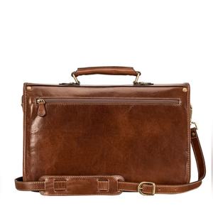 Sac messager en cuir pleine fleur véritable pour homme, mallette vintage en cuir marron vieilli avec laçage en laiton antique - Product Image 3