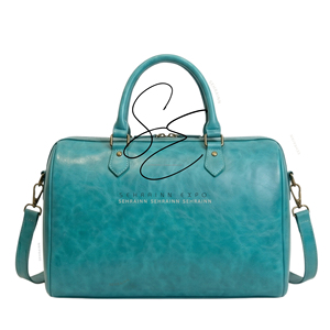 Bolso Boston de Cuero Turquesa con Diseño Western, Cierre de Cremallera, Estampado Floral Vintage, Bolso Speedy a Cuadros, Mini Bolso de Viaje - Product Image 4