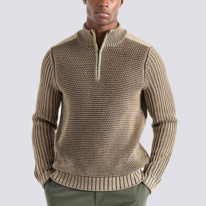 Pull tendance pour homme en coton 100% respirant, coupe oversize, col montant, effet délavé, style streetwear hiver - Product Image 1