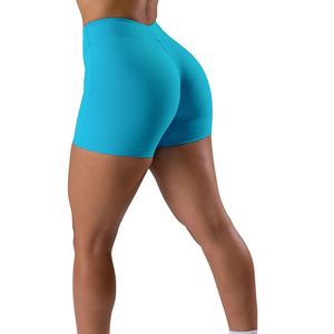 Shorts de sport pour femme, bleu aqua, taille mi-haute, à dos échancré, à compression, pour le yoga, la gym, l'entraînement et le fitness - Product Image 2