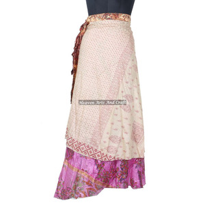 New Fashion Women Vintage Style <b>Wrap</b> Around <b>Skirt</b> Indian Vintage Silk Sari Multicolor <b>Wrap</b> <b>Skirts</b> - Product Image 2