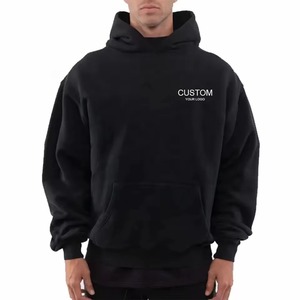Sweat à capuche uni épais délavé à l'acide, coupe classique, personnalisable, pour homme, grandes tailles, en coton/polyester, écologique, 400g, respirant - Product Image 1