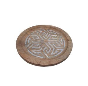 Plateau en bois artisanal de qualité supérieure avec bordure en nacre pour servir du café dans des ambiances élégantes - Product Image 4