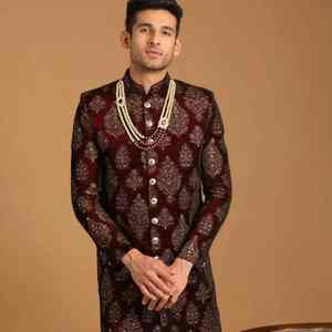 Sherwani Indio-Pakistaní para Novio, Estilo Casual para Bodas y Fiestas, Bordado, Antiarrugas, Protección Solar, Corte Regular, para Todas las Temporadas - Product Image 6