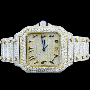 Reloj antiguo de Plata de Ley 925 para hombre, reloj de diamantes de moissanita con números arábigos personalizados, colección de ropa de fiesta - Product Image 2